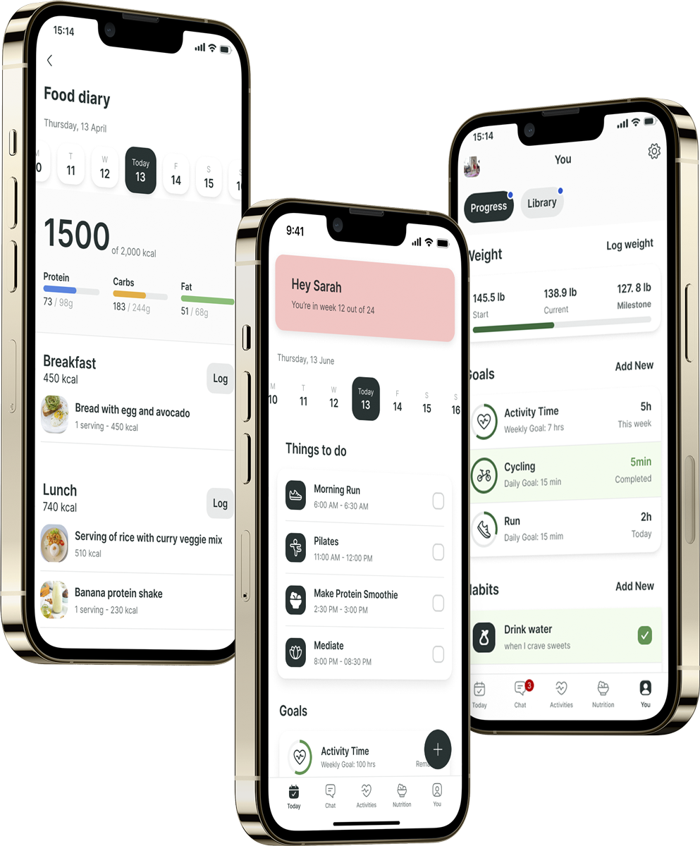 A mockup of the coaching app showcasing the features.
